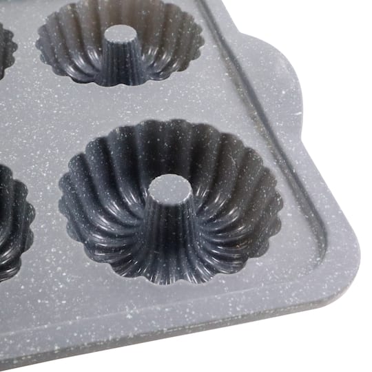 6-Cavity Metal Reinforced Silicone Mini Fluted Cake Pan by Makery®